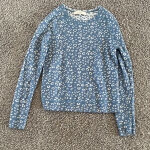 LOFT Blue and White Leopard Print Sweater
